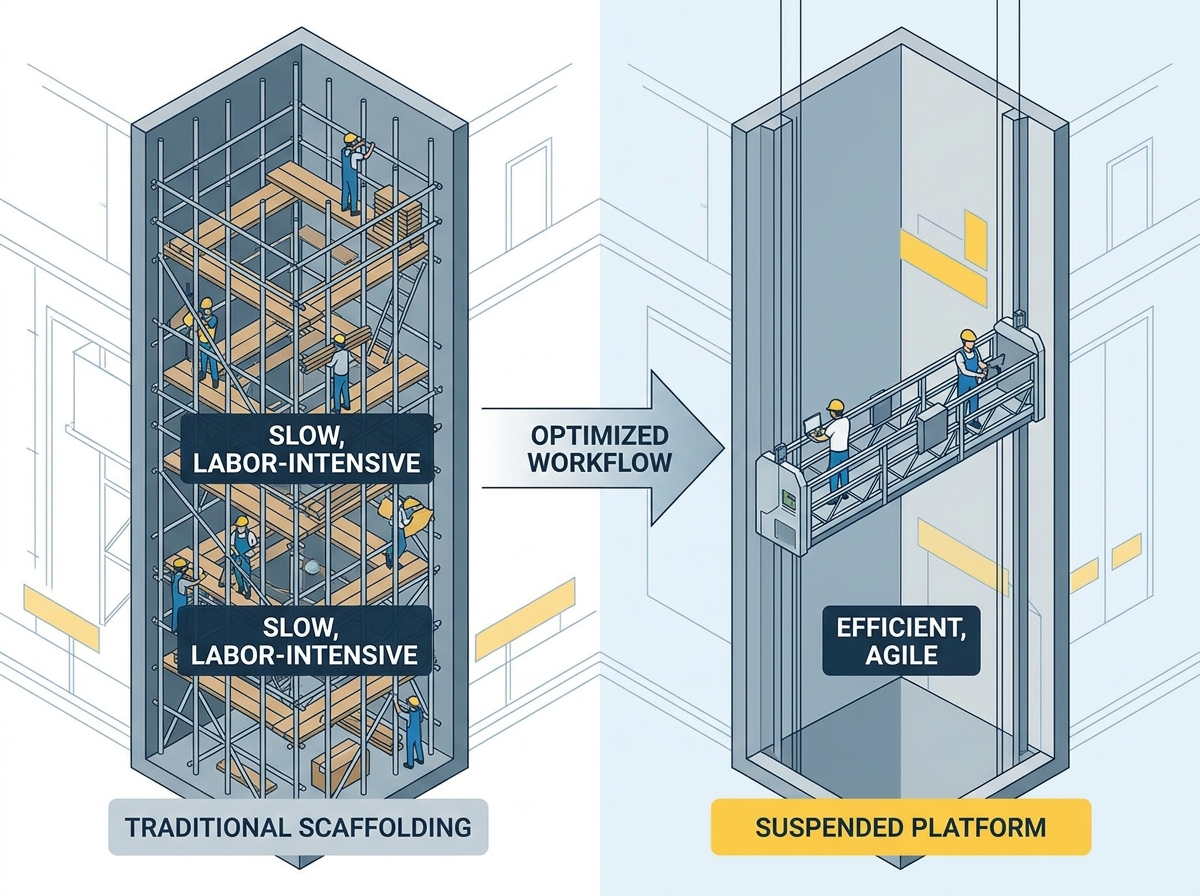 Elevator installation platform safety inspection and operation